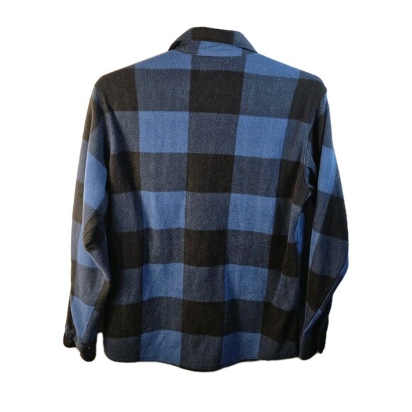 WRANGLER Premium Quality Flannel Men's Medium Fleece Blue Plaid Button Up - Picture 8 of 10